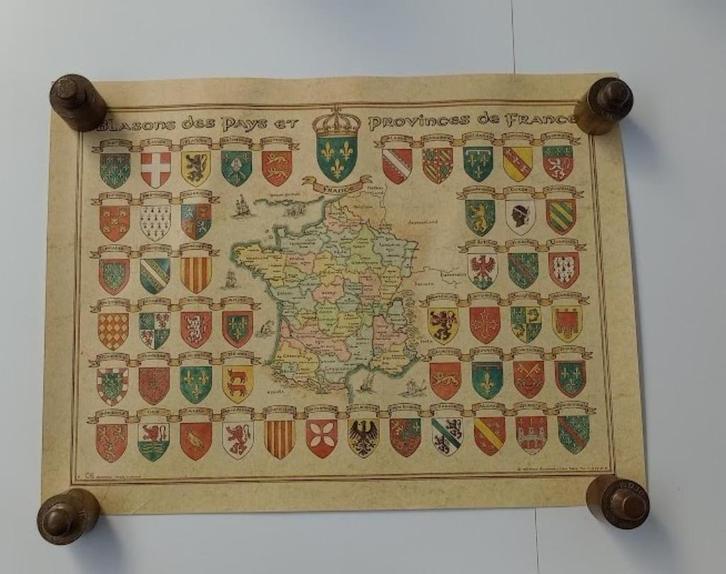 Poster: blasons des pays et provinces de France, Huis en Inrichting, Woonaccessoires | Wanddecoraties, Zo goed als nieuw, Ophalen of Verzenden