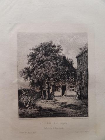 ets naar Vermeer, le Cottage rustique, door Leopold Flameng beschikbaar voor biedingen