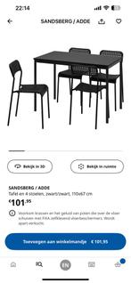 Tafel en stoelen nieuw!, Huis en Inrichting, Ophalen, Zo goed als nieuw