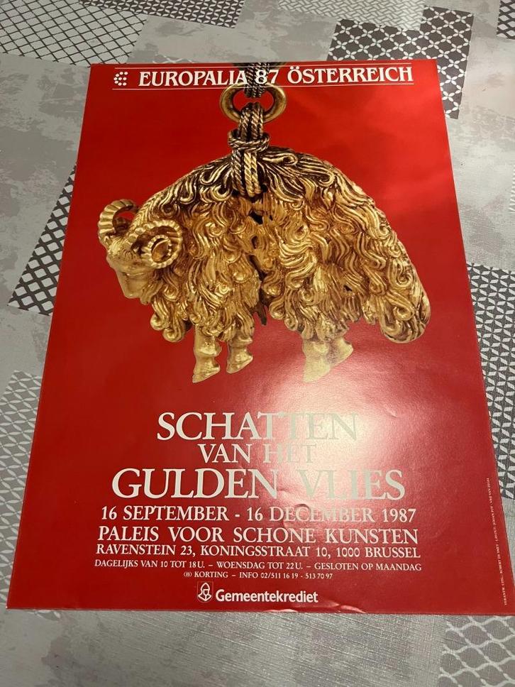 Vintage Poster Europalia 87 Osterreich , Schatten van het Gu, Verzamelen, Posters, Zo goed als nieuw, Reclame, Deurposter of groter