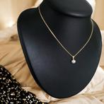 Ketting parel hanger zilver verguld 18K vermeil, Handtassen en Accessoires, Kettingen, Verstelbaar, Wit, Nieuw, Ophalen of Verzenden