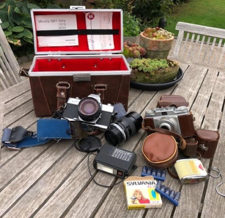 2 Analoge fototoest: MINOLTA SRT100B + AGFA apotar: 100 €, Audio, Tv en Foto, Fotocamera's Analoog, Gebruikt, Spiegelreflex, Overige Merken