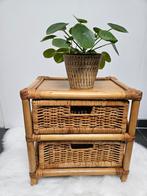 Vintage, rotan ladenkastje, 2 lades - boho look, Huis en Inrichting, Ophalen, Overige materialen, Minder dan 50 cm, Gebruikt