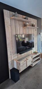 Tv wand in steigerhout, incl rgb led verlichting., Huis en Inrichting, Kasten | Wandmeubels, Ophalen, Zo goed als nieuw