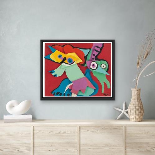 Relief original signé de Karel Appel – Jumping Fox with Gree, Antiquités & Art, Art | Autres Art, Envoi