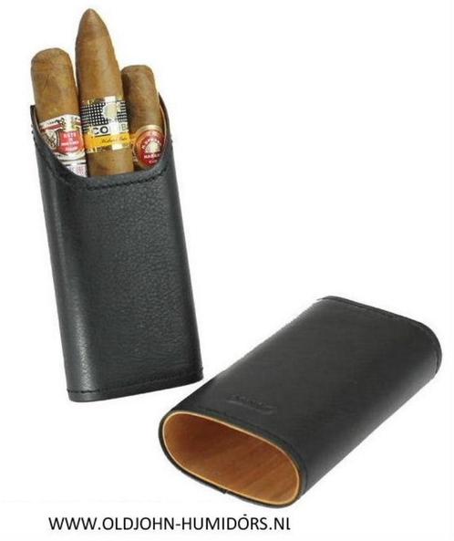 SK04 ADORINI SIGARENKOKER ECHT ZWART LEER  2-3 SIGAREN KOKER, Verzamelen, Rookartikelen, Aanstekers en Luciferdoosjes, Nieuw, Tabaksdoos of Verpakking