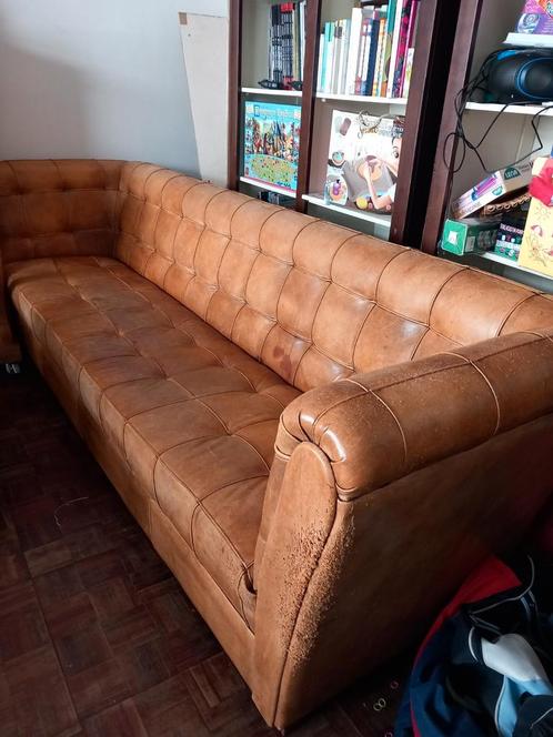 Leren zetel, Huis en Inrichting, Zetels | Zetels en Chaises Longues, Gebruikt, Leer, Ophalen