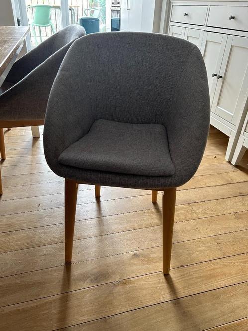 Lot de 4 chaises, Huis en Inrichting, Stoelen, Gebruikt, Vier, Hout, Stof, Grijs, Ophalen