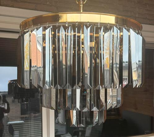 Richmond hanglamp goud met pegels, Huis en Inrichting, Lampen | Kroonluchters, Gebruikt, Glas, Metaal, Ophalen