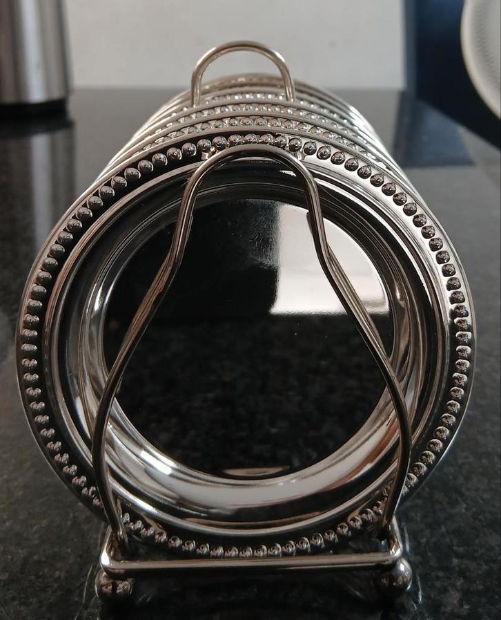 Te koop: Set van 6 Zilverkleurige Onderbordjes!, Antiek en Kunst, Antiek | Keukengerei, Ophalen of Verzenden