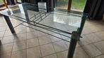 Design eettafel van staal en glas, Ophalen, Gebruikt, Glas