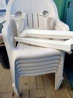 6 chaises hauts dossiers  + coussins + table avec allonge, Plastic, Gebruikt, Ophalen, Ovaal
