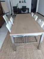 eettafel met 6 stoelen, Huis en Inrichting, Tafels | Eettafels, Ophalen, Gebruikt, 200 cm of meer, 50 tot 100 cm