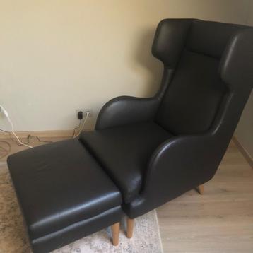 Lederen eenzitter, Huis en Inrichting, Ophalen, Zo goed als nieuw, Leer, 75 tot 100 cm