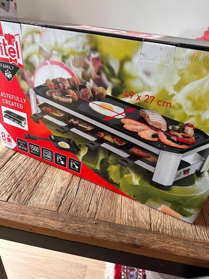 Nieuw in doos: Fritel Raclette Grill RG 2170 – 8p - 1500 W, Elektronische apparatuur, Gourmetstellen, Nieuw, 8 personen of meer
