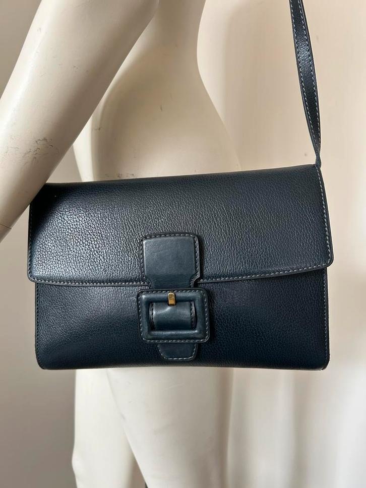 S en Ciel blauwe schoudertas van generfd leer, Handtassen en Accessoires, Tassen | Schoudertassen, Blauw, Leer, Ophalen of Verzenden