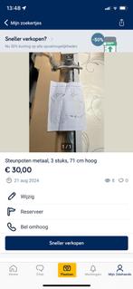 Steunpoten, 71 cm lang, inox, 3 stuks samen, Doe-het-zelf en Bouw, Ophalen, Nieuw