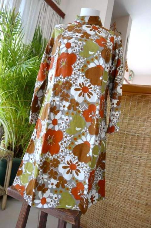 vintage (1986) uniek bebloemde jurk, Kleding | Dames, Jurken, Gedragen, Maat 36 (S), Overige kleuren, Onder de knie, Ophalen of Verzenden