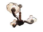 Luster armatuur massief hout met 3 kaarslampen, Romantisch, Glas, Gebruikt, Ophalen of Verzenden