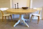 Prachtige grote ronde mango eettafel 140 cm, Ophalen, Rond, Zo goed als nieuw, Vijf personen of meer