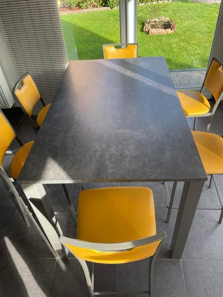 Hoge eettafel met 6 stoelen, Huis en Inrichting, Tafels | Eettafels, Gebruikt, 50 tot 100 cm, 150 tot 200 cm, Vijf personen of meer