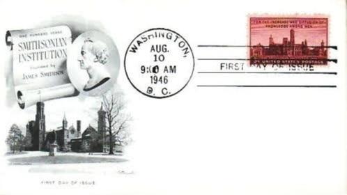 USA - FDC 1946 - Smithsonian Institution - Scott A390 - Mint, Timbres & Monnaies, Timbres | Amérique, Affranchi, Amérique du Nord