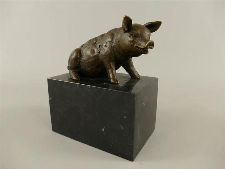 Brons beeldje van een varken , varken, Antiek en Kunst, Kunst | Beelden en Houtsnijwerken, Ophalen of Verzenden