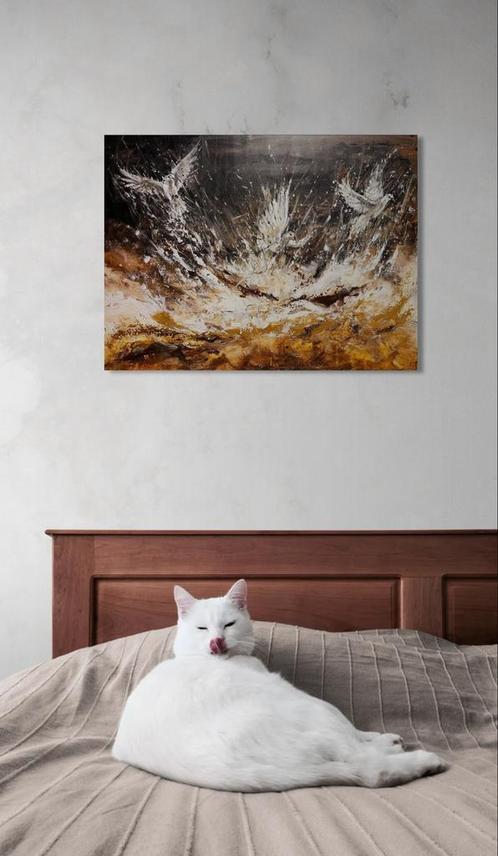 Expressief vrij groot schilderij Mk Art, Antiek en Kunst, Kunst | Schilderijen | Modern, Ophalen