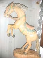 Statue de cheval en bois antique unique - sculpture sculptée, Enlèvement ou Envoi