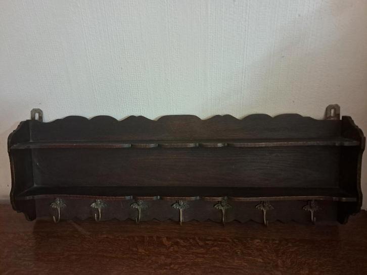 Étagère de cuisine murale en bois à crochets à 2 niveaux., Huis en Inrichting, Woonaccessoires | Etagères, Gebruikt, Ophalen