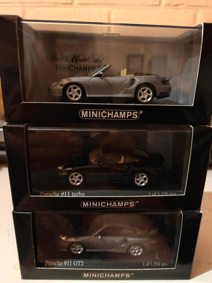 Minichamps Porsche 996 GT2, Turbo en Turbo cabrio, Hobby en Vrije tijd, Modelauto's | 1:43, Nieuw, MiniChamps, Ophalen of Verzenden