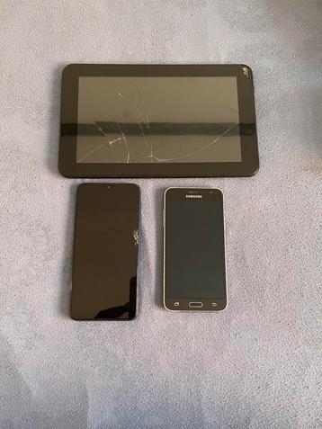 Samsung a10, Samsung J3, Tablet, KAPOT VOOR ONDERDELEN! 