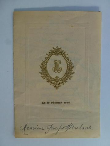 ancien double menu 1935, Envoi