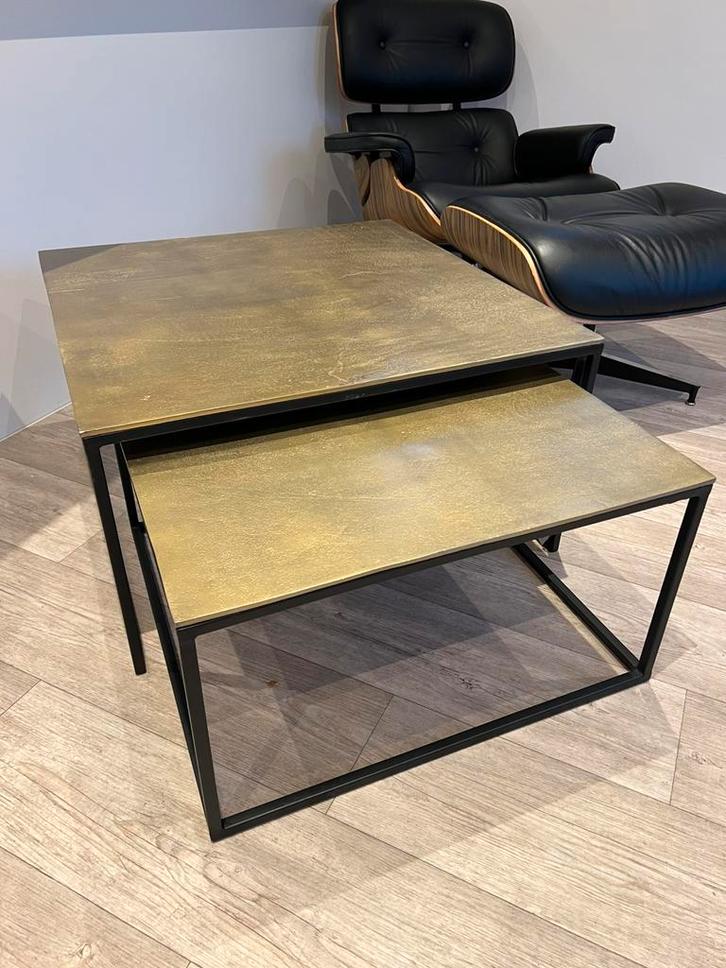 Set van 2 gouden salontafels, Huis en Inrichting, Tafels | Salontafels, Nieuw, Minder dan 50 cm, 50 tot 100 cm, 50 tot 100 cm