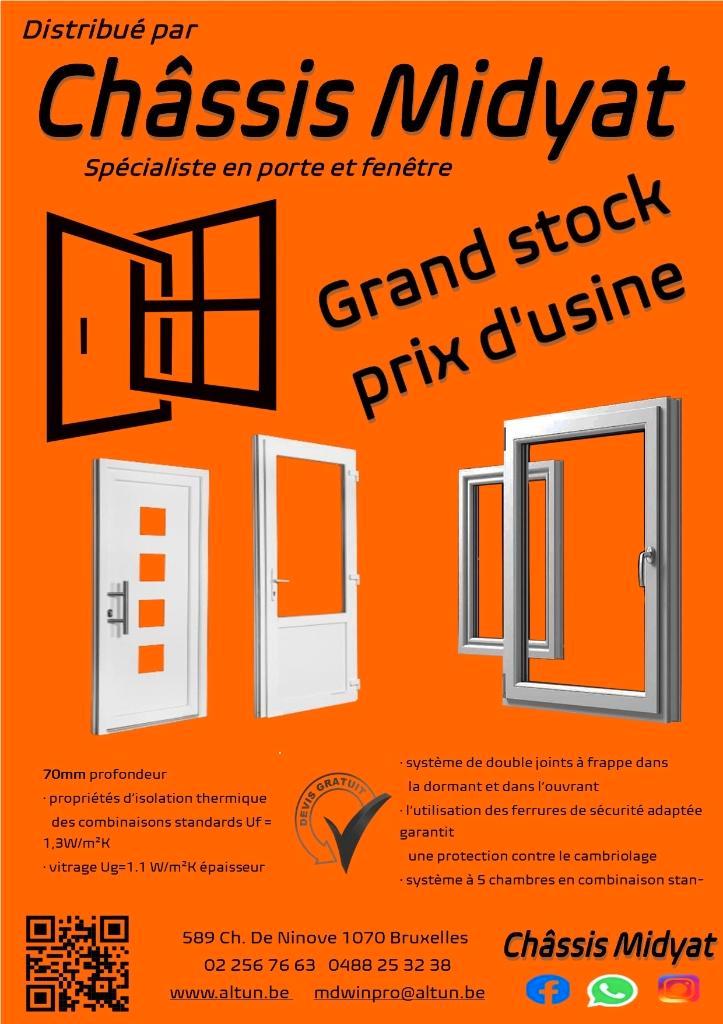 CHÂSSIS / PORTE DE SERVICE / PORTE D’ENTRÉE, Doe-het-zelf en Bouw, Glas en Ramen, Nieuw, Gevelraam of Ruit, Dubbelglas, Ophalen