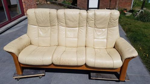 3-zit Lederen "Stressless" Zitbank, Huis en Inrichting, Zetels | Zetels, Gebruikt, Rechte bank, Driepersoons, 200 tot 250 cm, 100 tot 125 cm
