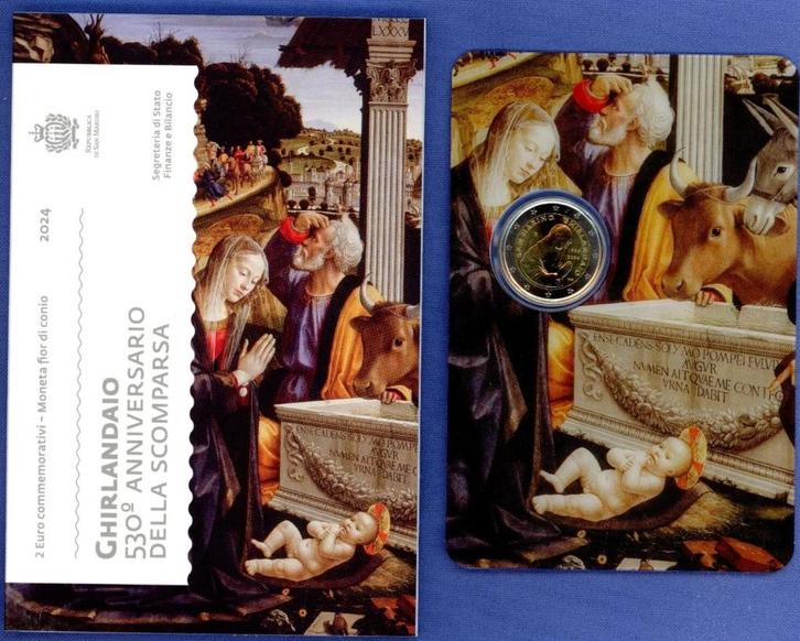 San Marino 2024 - Chirlandaio - 2 euro BU in blister, Postzegels en Munten, Munten | Europa | Euromunten, Setje, 2 euro, San Marino