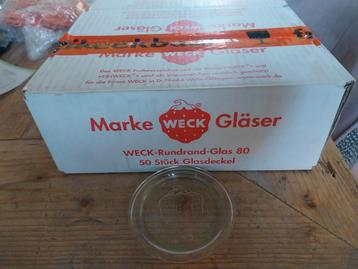 Partij weckdeksels 80cm met bijhorende rubbers en klemmen beschikbaar voor biedingen