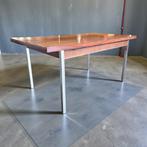 Vintage houten eettafel met chromen frame, Antiek en Kunst, Ophalen of Verzenden