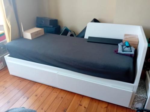 Lit banquette 2 places / Ikea Flekke, Huis en Inrichting, Slaapkamer | Bedden, Zo goed als nieuw, Grijs, Ophalen