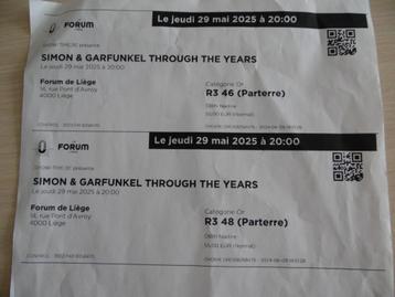 SIMON & GARFUNKEL 2 ZETELS LIÈGE FORUM 29 MEI 2025 beschikbaar voor biedingen