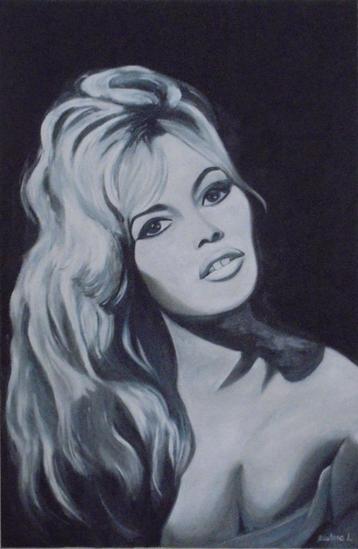 Brigitte Bardot 1 groot olieschilderij (75x115 cm) beschikbaar voor biedingen
