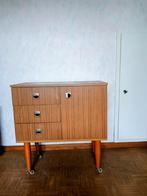 Meuble vintage en teck, 3 tiroirs , 1 porte, Ophalen, Teakhout