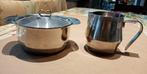 melkkan en suikerpot 18/8 inox, Overige materialen, Ophalen of Verzenden, Zo goed als nieuw, Kom(men)