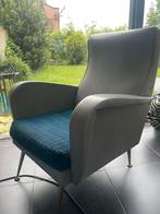 Vintage zetel eenpersoons - grijs - zit goed, Huis en Inrichting, Zo goed als nieuw, Ophalen