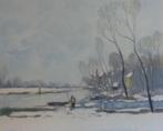 ALBERT SAVERYS / WINTERS LEIEZICHT / KLEURLITHO / 63x74cm, Antiek en Kunst, Ophalen of Verzenden