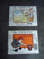 Br.d'Achouffe : 1+1 Mc Chouffe bierlabel (4) oud, Panneau, Plaque ou Plaquette publicitaire, Comme neuf, Duvel, Enlèvement ou Envoi