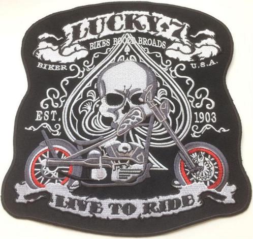 Ace Lucky 7 Live to Ride stoffen opstrijk patch embleem, Motoren, Accessoires | Stickers, Verzenden