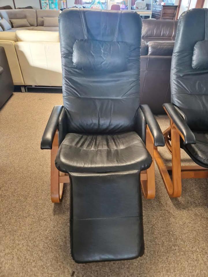 ZWARTE LEDEREN RELAXZETEL, Huis en Inrichting, Stoelen, Gebruikt, Eén, Leer, Zwart, Ophalen