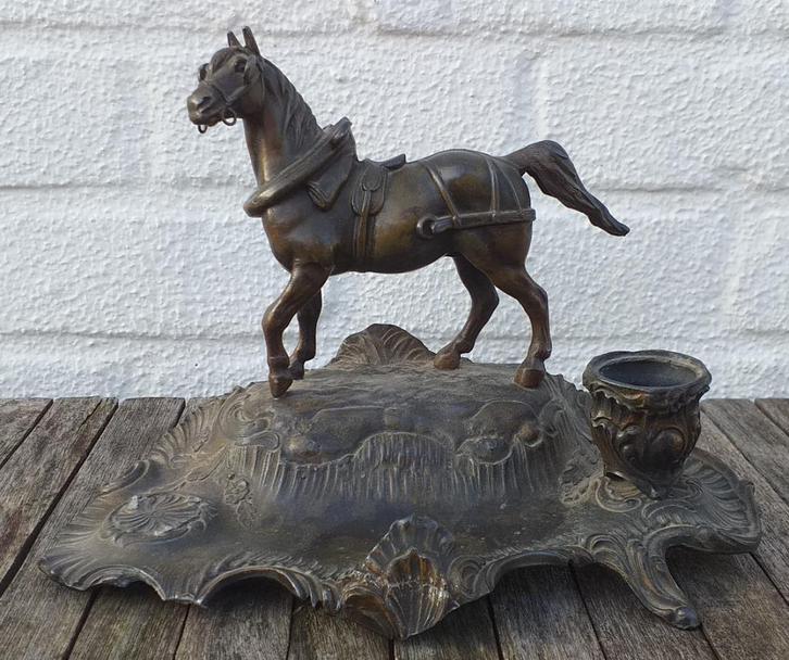 inkstel met boerenpaard - A. Bossu, Antiek en Kunst, Antiek | Kantoor en Zakelijk, Ophalen of Verzenden